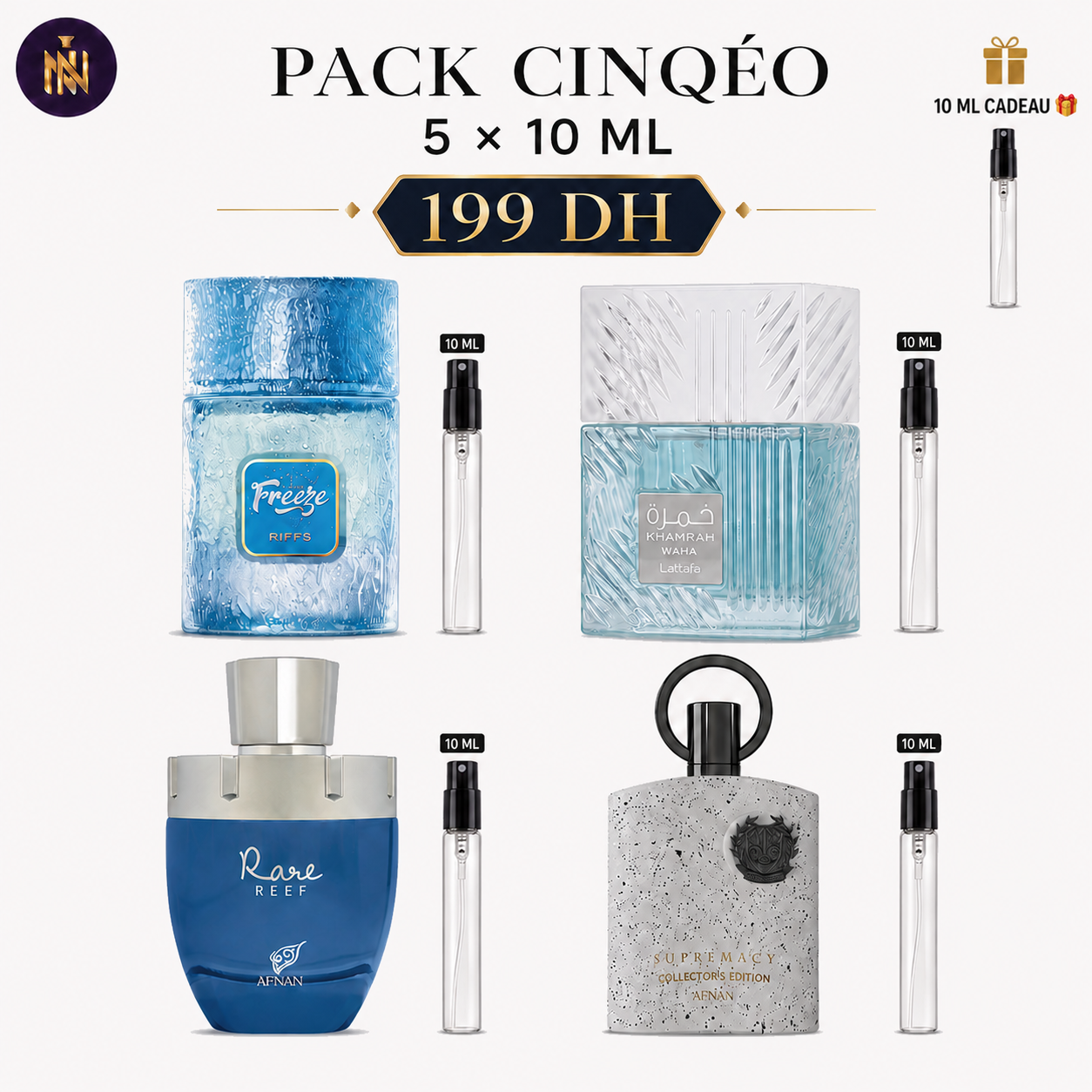 Pack CINQÉO – 5 Parfums Homme × 10ml | 199 DH