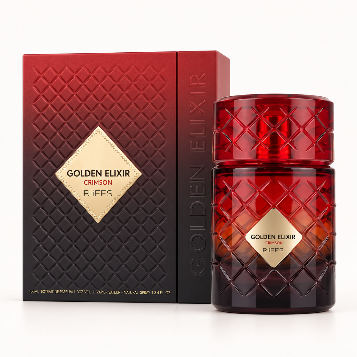 Golden Elixir Crimson by Riiffs 100ml – Extrait de Parfum | بديل Angels’ Share Paradis